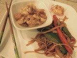 Rock Shrimp Tempura & bbq Veggie Stir-Fry