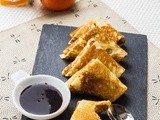 Pancakes Samosas with Citrus & Chocolate Sauce