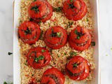 Tomates farcies et riz au four (farce à la viande hachée)