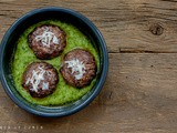 Mushroom balls on mozzarella’s pesto