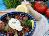 Salade chaude froide aubergines poivrons