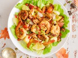 Fruit & Nut Salad with Spicy Coconut & Saffron Prawns | Tropical Salad with Spicy Prawns | Fall Salad Recipes