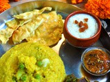 Khichudi Bhog, Labra, Payesh and Chutney on a Navami Morning