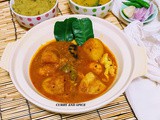 Aloo lebu pata diye egg drop jhol