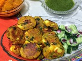 Aloo paneer chinebadam tikki o dhonepata tetul er chutney