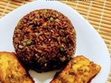 Fried red rice with veggies n pan fried masala fish