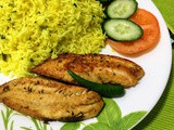 Lemon coriander rice n mixed herbed grilled fish