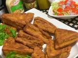 Methi aloo tomator pur bhora batter fried bread