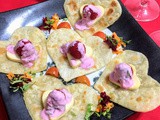 Mini cheesy paratha bites with strawberry-yogurt dip