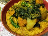 Sama chaler khichuri o kumro aloo diye lau shaak