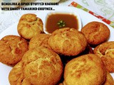 Semolina & spice stuffed kachori with sweet tamarind chutney