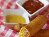 At the county fair food: corn dogs