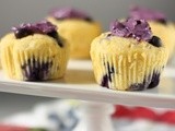 Blueberry corn muffins with blueberry-flavored mascarpone and my first giveaway
