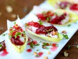 Endive stuffed with goat cheese, blood orange, and walnuts