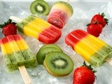 Strawberry, mango, and kiwi ice pops