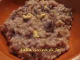 Risotto al radicchio e vino rosso, con noci e taleggio