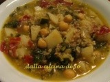 Zuppa con orzo, bianco-verde, ceci e cruschi