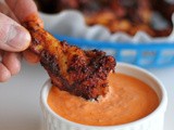 Baked Brown Sugar Chicken Wings with Roasted Red Pepper Cream Sauce