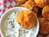 Buffalo Chicken Quinoa Bites with Greek Yogurt Blue Cheese Dip