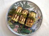 Involtini di melanzane con pesce spada affumicato e pesto di pistacchio