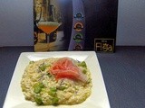 Risotto alla birra , speck, asparagi e un tocco di miele