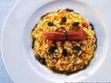 Risotto alle carote con involtino di prosciutto e pesto di capperi e mandorle