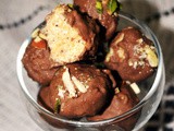 Chocolate dipped Coconut Mawa Laddu | Chocolate dipped Narkel Mawa Naru