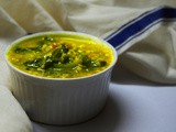 Pui Saag diye Masoor Dal (Red Lentil Soup with Malabar Spinach) from the mil’s Kitchen