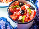 Watermelon, Black Olive and Feta Cheese Salad, a working woman’s working lunch in summer