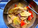 Artichoke, two potato and peanut curry