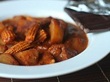 Baby corn and potato curry in smoky Mexican chipotle chilli and dark chocolate