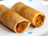 Baked spring rolls filled with paneer, courgette and sweetcorn for children