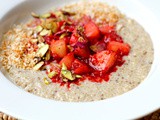 Coconut and spice Quinoa porridge with apple and raspberries