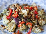 Garlic roasted cauliflower and red onion in za’atar and coriander, with chilli and toasted pine nuts