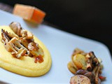 Gruyere and buttermilk polenta topped with chaat mushrooms and new potatoes- Switzerland inspired recipe for World Cup 2014