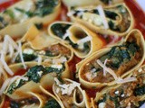 My pasta Rotolo of masala Aubergine, spiced spinach and feta