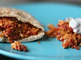 Scrambled masala tofu, beet and bulgur salad pockets