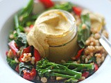 Tenderstem tip, roasted red pepper and barley salad with curried mayonnaise
