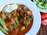 Two potato and sweet corn soup with three different garnishes