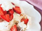 Meringue nests with Champagne Poached Strawberries and an anniversary