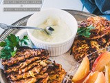 Parsnip Latkes with Mustard Cashew Cream and Honey Roasted Apples {gluten free, dairy free}