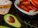 Slow roasted tomatoes with avocado & feta