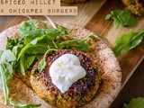 Spiced millet and chickpea burgers with preserved lemon yoghurt