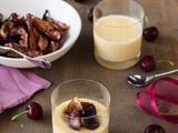 White chocolate pots de creme with honey roasted figs & cherries