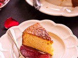 Yoghurt Cake with Sangria Poached Pears