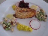 Atlantic Salmon with cauliflower puree, beetroot crush and radish