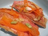Red Snapper with carrot and spring onion and a hint of chilli