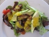Spicy lamb salad with mango lime dressing