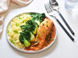 Thai Curry Poached Salmon on Cauli-rice (Whole30, Paleo)