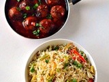 Vegetable Fried Rice  With Cabbage Manchurian ~Combo Meals